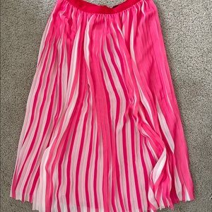 J.Crew bright pink stripe pleated midi skirt 00